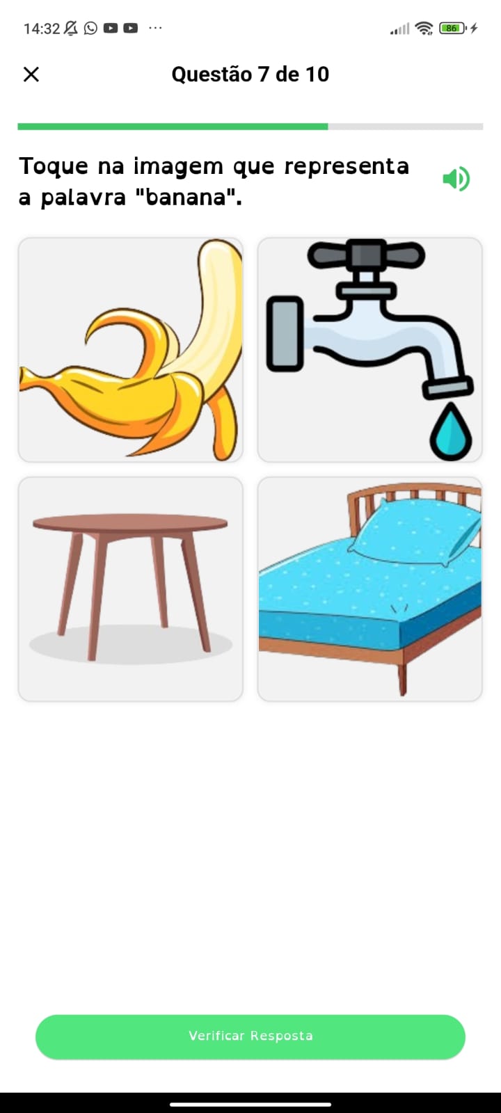 Tela de questão visual