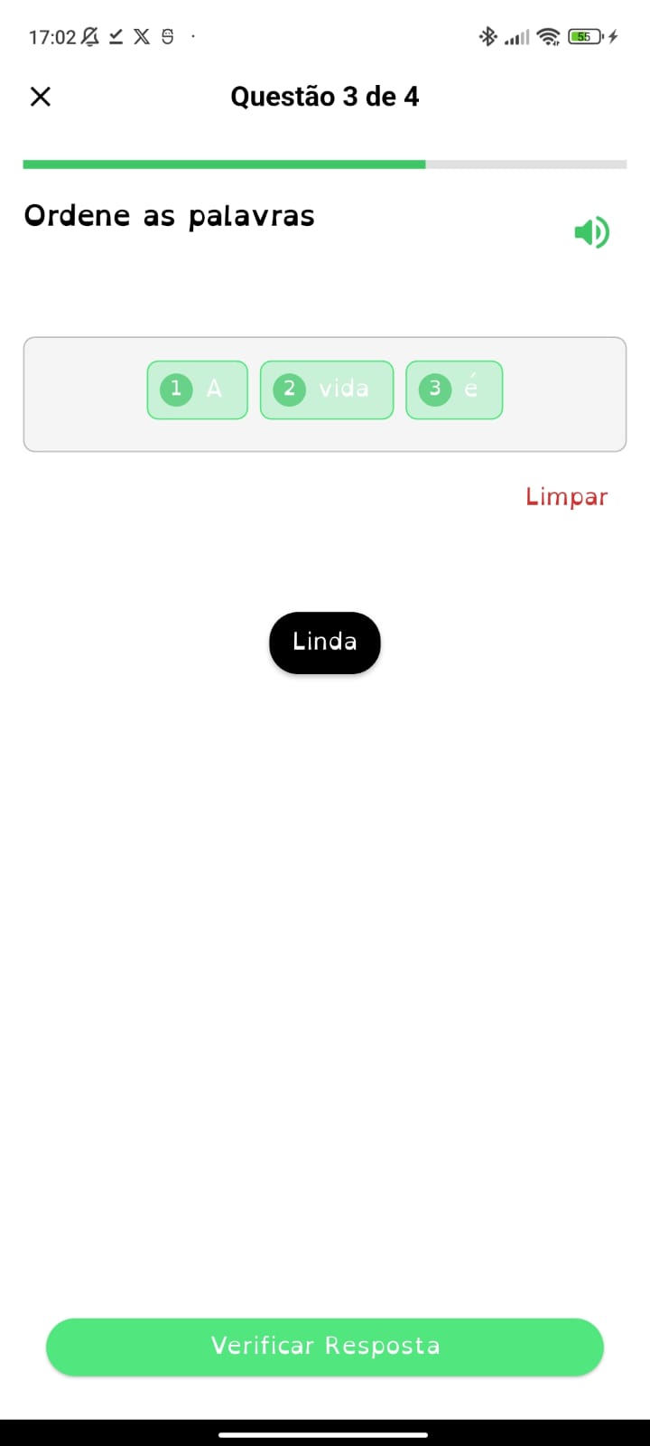 Tela de questão de sílabas